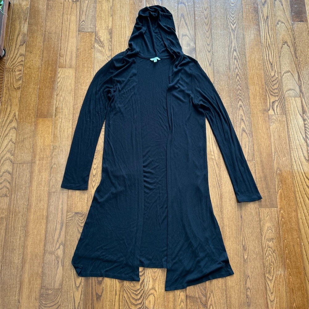 Ivoire ribbed thin hooded cardigan